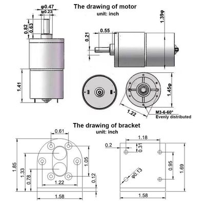 37mm直径 ギアボックス 大型トルク減速モーター 耐久性 長時間 12V 150rpm