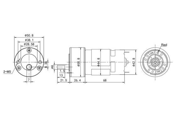 大トルク 75dB 42mm 12V DCブラシモーター IE 1 効率と回転方向
