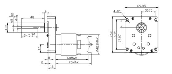 シルバー 42mm 高トルク スパーギア DC モーター 12V 24V 21.1W ブラシ付きDCギア モーター