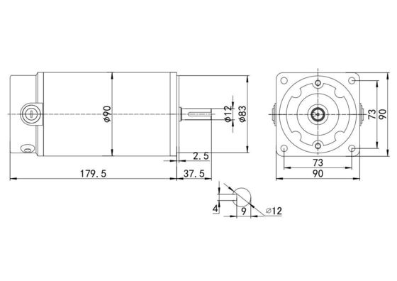 プロ 12V 24V ブラッシュ式直流モーター 高速アプリケーションのための3000rpm 90mm 65dB