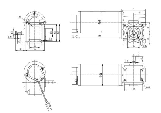高トルク 63mm ワームギア ブラッシュ DC モーター 重用アプリケーション