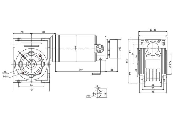 90mm ワームギア DCモーター 250W 12V 24V Dシャフト型 50rpm YLP 80BL-154-3