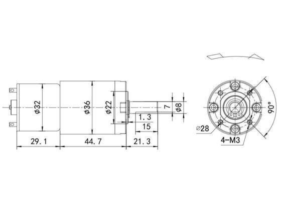 高トルク 0.03-2N.m 36mm DCトレッドミールモーター 低騒音と黒色 12V 24V