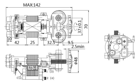高トルク 830rpm 55mm 110v 220v 30W 50/60Hz AC プロ用の電動モーター