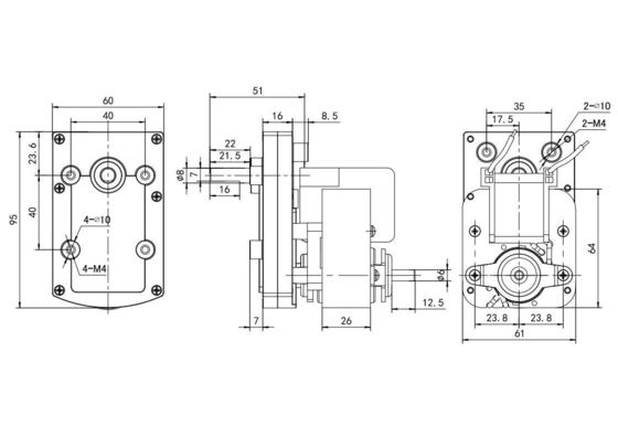 61mm 10w 50w 110V-220V/240V 50Hz/60Hz用の単相アシンクロン交流電機